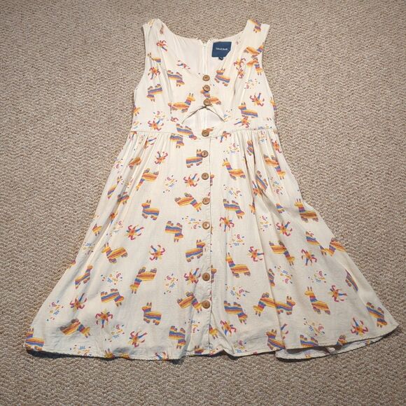 ModCloth Keeping On Piñata Cutout Dress Womens XL Cream Linen Blend Novelty - Picture 1 of 12